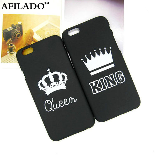 Fashion Brand King Queen Hard Plastic Ultra Thin Back Covers for Apple iPhone 6 6s 5 5s SE Luxury Crown Slim Phone Case Shell