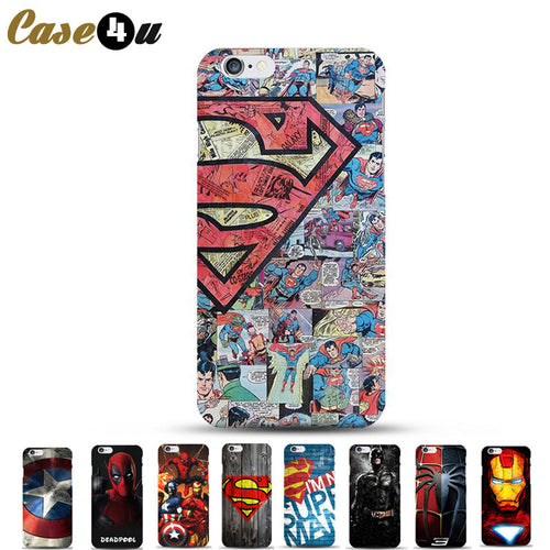 Ultra Slim Superman Phone Case For Coque iPhone 5 5SE 6s 6 7 7Plus iphone7 PC Hard Case Deadpool Ironman Batman Superhero Covers