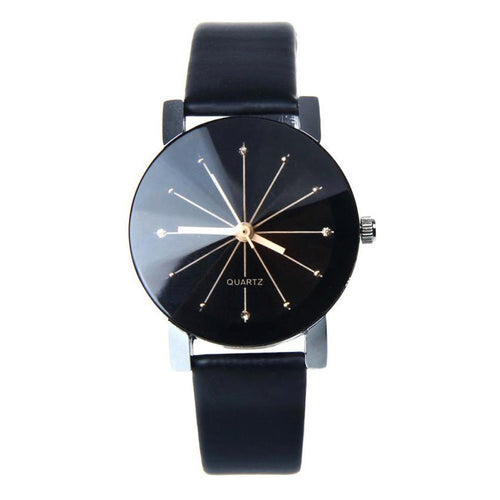Luxury Quartz Women Watches 2016 Fashion Black Dial Clock Leather WristWatch Round Case #YYW