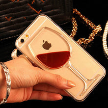 LOVECOM For iPhone 4 4S 5 5S SE 5C 6 6S 7 Plus Phone Case Liquid Quicksand Red Wine Transparent Clear Hard PC Back Cover