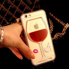 LOVECOM For iPhone 4 4S 5 5S SE 5C 6 6S 7 Plus Phone Case Liquid Quicksand Red Wine Transparent Clear Hard PC Back Cover