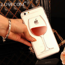 LOVECOM For iPhone 4 4S 5 5S SE 5C 6 6S 7 Plus Phone Case Liquid Quicksand Red Wine Transparent Clear Hard PC Back Cover