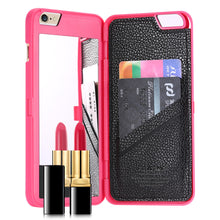 FLOVEME Mirror Back Case For iPhone 6 6s Plus Waterflow Grid Pattern Wallet +Card Slot Cover For Apple iPhone7 7 Plus Woman Bags