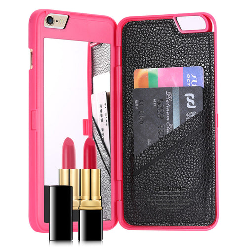 FLOVEME Mirror Back Case For iPhone 6 6s Plus Waterflow Grid Pattern Wallet +Card Slot Cover For Apple iPhone7 7 Plus Woman Bags