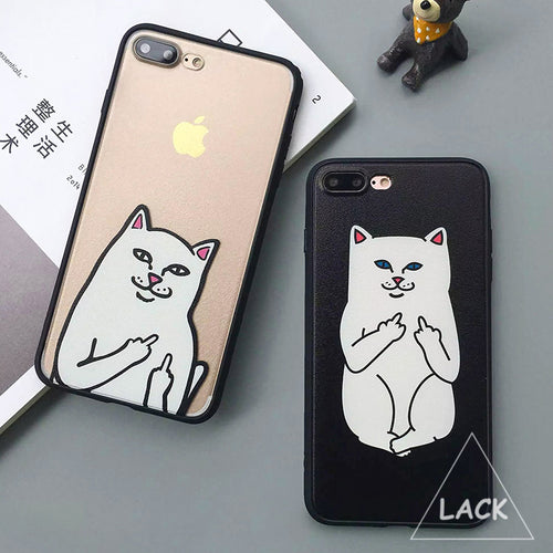 Funny Cartoon Cat Case For iphone 7 Case For iphone7 PLus 6 6S 5 5S Phone Cases Cute Grumpy Animal Middle Finger Back Cover Capa