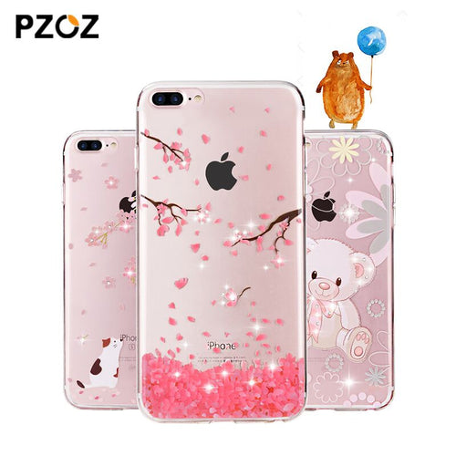 PZOZ For iphone7 Case Rhinestone Glitter Silicone Cover Original For iphone 7 Plus Luxury Crystal Diamond Soft Shell 4.7&5.5